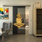 Glasschiebetür SLIM-LINE - Fineprint Modell 136 Gold auf Grauglas