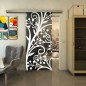 Glasschiebetür SLIM-LINE - Fineprint Modell 146 Weiss auf Grauglas