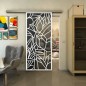 Glasschiebetür SLIM-LINE - Fineprint Modell 148 Weiss auf Grauglas