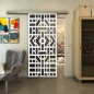 Glasschiebetür SLIM-LINE - Fineprint Modell 152 Weiss auf Grauglas
