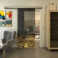 Glasschiebetür SLIM-LINE - Fineprint Modell 155 Gold auf Grauglas Glasschiebetür SLIM-LINE - Fineprint Modell 155 Gold auf Grauglas