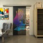 Glasschiebetür SLIM-LINE - Fineprint Modell 157 Verlauf auf Grauglas Glasschiebetür SLIM-LINE - Fineprint Modell 157 Verlauf auf Grauglas
