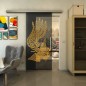 Glasschiebetür SLIM-LINE - Fineprint Modell 157 Gold auf Grauglas