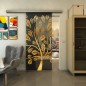 Glasschiebetür SLIM-LINE - Fineprint Modell 159 Gold auf Grauglas