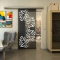 Glasschiebetür SLIM-LINE - Fineprint Modell 163 Weiss auf Grauglas
