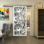 Glasschiebetür SLIM-LINE - Fineprint Modell 165 Weiss auf Grauglas