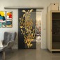 Glasschiebetür SLIM-LINE - Fineprint Modell 166 Gold auf Grauglas
