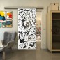 Glasschiebetür SLIM-LINE - Fineprint Modell 170 Weiss auf Grauglas