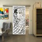 Glasschiebetür SLIM-LINE - Fineprint Modell 172 Weiss auf Grauglas