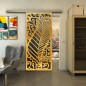 Glasschiebetür SLIM-LINE - Fineprint Modell 173 Gold auf Grauglas Glasschiebetür SLIM-LINE - Fineprint Modell 173 Gold auf Grauglas