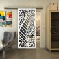 Glasschiebetür SLIM-LINE - Fineprint Modell 173 Weiss auf Grauglas
