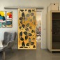 Glasschiebetür SLIM-LINE - Fineprint Modell 175 Gold auf Grauglas