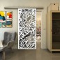 Glasschiebetür SLIM-LINE - Fineprint Modell 177 Weiss auf Grauglas
