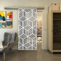 Glasschiebetür SLIM-LINE - Fineprint Modell 179 Weiss auf Grauglas