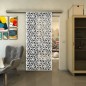 Glasschiebetür SLIM-LINE - Fineprint Modell 180 Weiss auf Grauglas