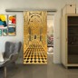 Glasschiebetür SLIM-LINE - Fineprint Modell 181 Gold auf Grauglas