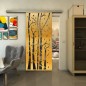 Glasschiebetür SLIM-LINE - Fineprint Modell 182 Gold auf Grauglas Glasschiebetür SLIM-LINE - Fineprint Modell 182 Gold auf Grauglas