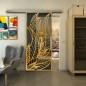 Glasschiebetür SLIM-LINE - Fineprint Modell 195 Gold auf Grauglas