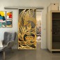 Glasschiebetür SLIM-LINE - Fineprint Modell 196 Gold auf Grauglas