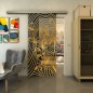 Glasschiebetür SLIM-LINE - Fineprint Modell 200 Gold auf Grauglas