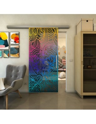 Glasschiebetür SLIM-LINE - Fineprint Model 201 Verlauf auf Grauglas