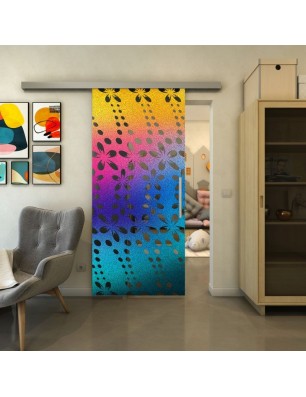 Glasschiebetür SLIM-LINE - Fineprint Model 203 Verlauf auf Grauglas