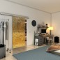 Glasschiebetür SLIM-LINE - Fineprint Modell 015 Gold auf Grauglas