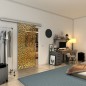 Glasschiebetür SLIM-LINE - Fineprint Modell 016 Gold auf Grauglas