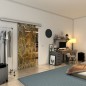 Glasschiebetür SLIM-LINE - Fineprint Modell 020 Gold auf Grauglas