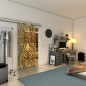 Glasschiebetür SLIM-LINE - Fineprint Modell 023 Gold auf Grauglas
