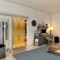 Glasschiebetür SLIM-LINE - Fineprint Modell 025 Gold auf Grauglas