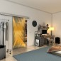 Glasschiebetür SLIM-LINE - Fineprint Modell 026 Gold auf Grauglas