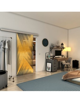 Glasschiebetür SLIM-LINE - Fineprint Model 026 Gold auf Grauglas