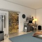Glasschiebetür SLIM-LINE - Fineprint Modell 030 Gold auf Grauglas