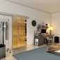 Glasschiebetür SLIM-LINE - Fineprint Modell 032 Gold auf Grauglas