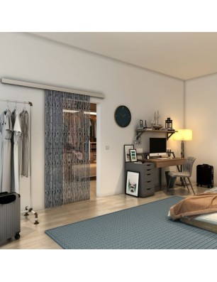 Glasschiebetür SLIM-LINE - Fineprint Model 035 Weiss auf Grauglas