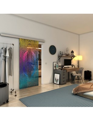 Glasschiebetür SLIM-LINE - Fineprint Model 048 Verlauf auf Grauglas