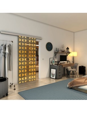 Glasschiebetür SLIM-LINE - Fineprint Model 053 Gold auf Grauglas