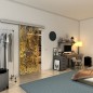 Glasschiebetür SLIM-LINE - Fineprint Modell 056 Gold auf Grauglas
