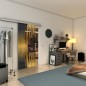 Glasschiebetür SLIM-LINE - Fineprint Modell 059 Gold auf Grauglas