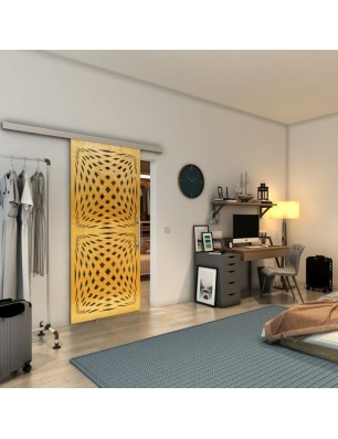Glasschiebetür SLIM-LINE - Fineprint Model 071 Gold auf Grauglas