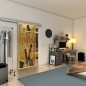 Glasschiebetür SLIM-LINE - Fineprint Modell 097 Gold auf Grauglas