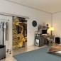 Glasschiebetür SLIM-LINE - Fineprint Modell 106 Gold auf Grauglas