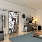 Glasschiebetür SLIM-LINE - Fineprint Modell 115 Weiss auf Grauglas