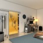 Glasschiebetür SLIM-LINE - Fineprint Modell 120 Gold auf Grauglas