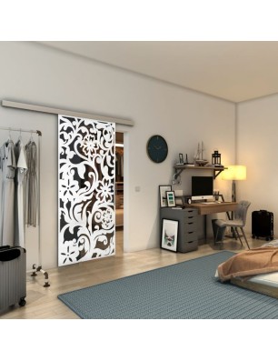 Glasschiebetür SLIM-LINE - Fineprint Model 170 Weiss auf Grauglas