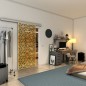 Glasschiebetür SLIM-LINE - Fineprint Modell 180 Gold auf Grauglas