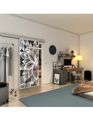 Glasschiebetür SLIM-LINE - Fineprint Model 184 Weiss auf Grauglas