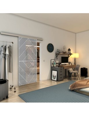 Glasschiebetür SLIM-LINE - Fineprint Model 194 Weiss auf Grauglas
